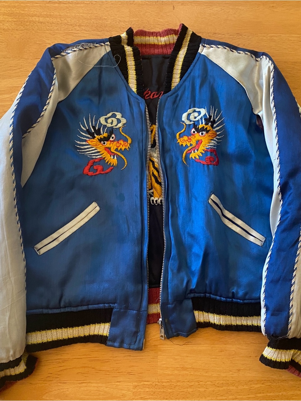 1950s Japanese Reversible Sukajan Tiger Souvenir Jacket Coat Bomber Vintage Tour